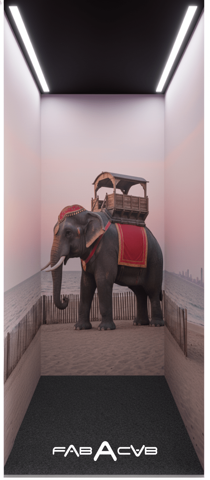 Elevator cab interior featuring Lucy the Elephant of Margate New Jersey